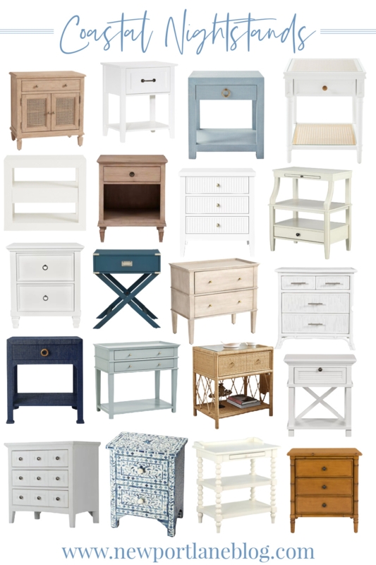 Nightstand Coastal Aesthetic Light Wood Tones Woven Drawer Fronts