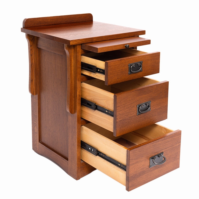 Nightstand Craftsman Dark Wood Bail Pulls Slatted Sides With Tray