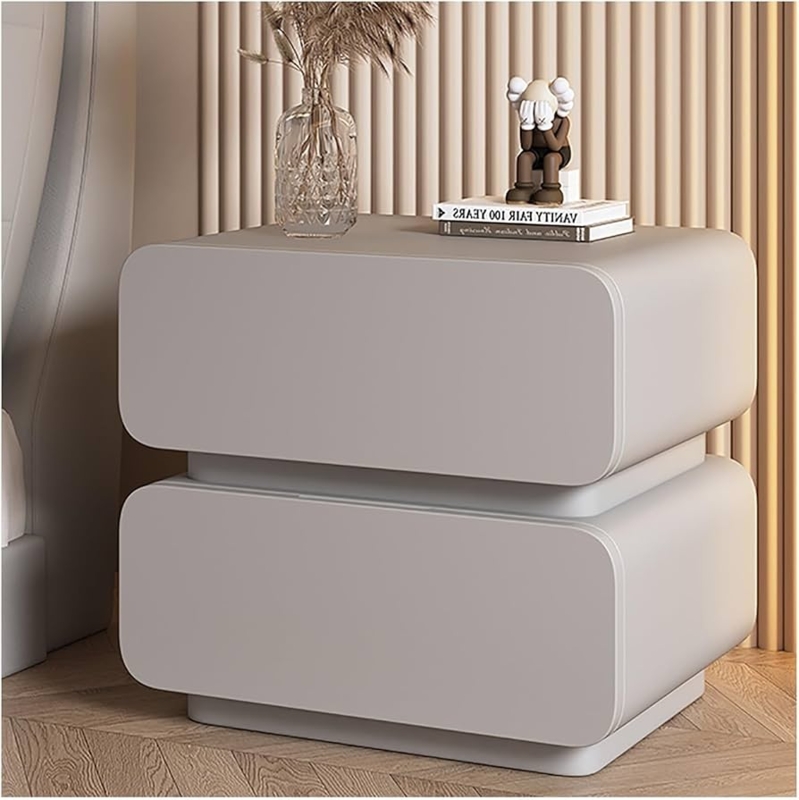 Nightstand Cream Upholstered Slim Gold Base Vertical Pulls