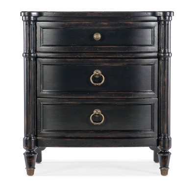 Nightstand Dark Navy Three Drawers Turned Spindle Legs Tray Top