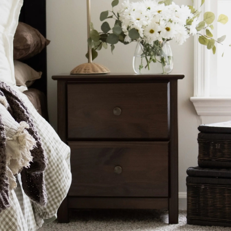 Nightstand Espresso Finish Shaker Drawer Panels Modern Farmhouse