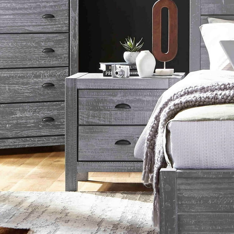 Nightstand Farmhouse Tapered Legs Inset Drawers Round Knobs