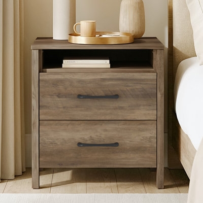 Nightstand featuring Bracket Feet, Silver Hardware, White Finish