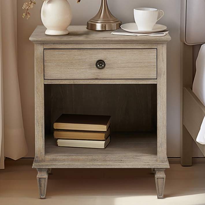 Nightstand featuring Square Legs and Open Shelf Light Natural Wood
