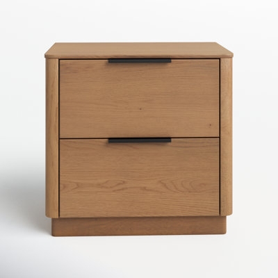 Nightstand featuring Woven Fronts, Cutout Pulls, Light Wood