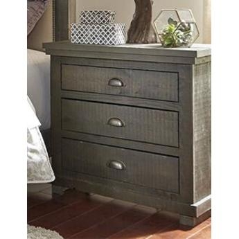 Nightstand Heavily Distressed Finish Open Shelf Two Drawers Rustic