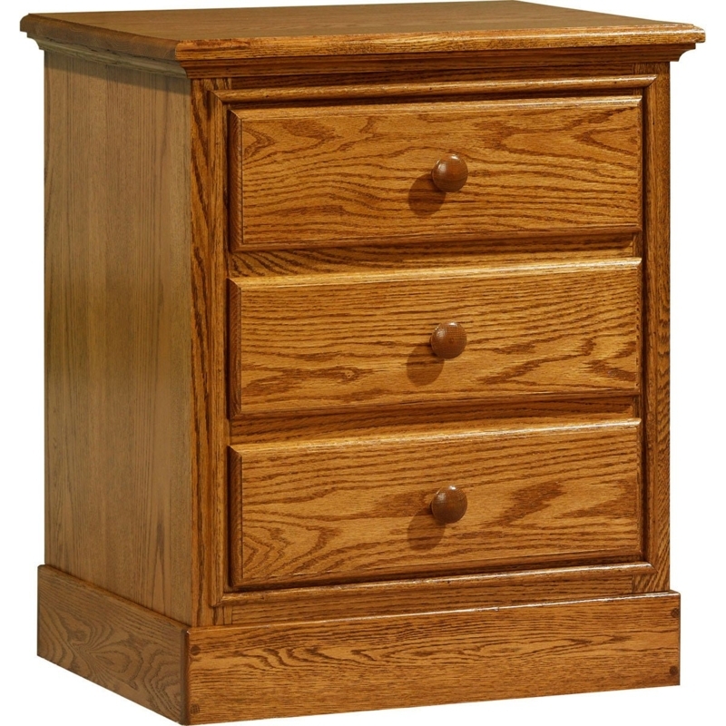 Nightstand Honey-Toned Wood Raised Panel Door Cabinet Farmhouse Style