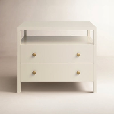 Nightstand in Distressed Cream Finish with Contrasting Top