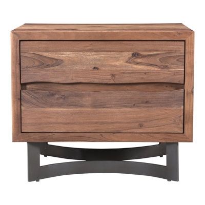 Nightstand in Espresso Finish, Hardware Free Two Drawer Design