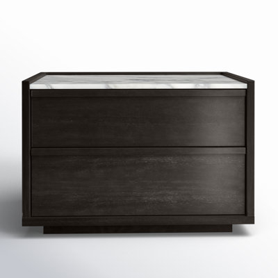 Nightstand in Traditional Style, Warm Brown Finish, Two Drawers