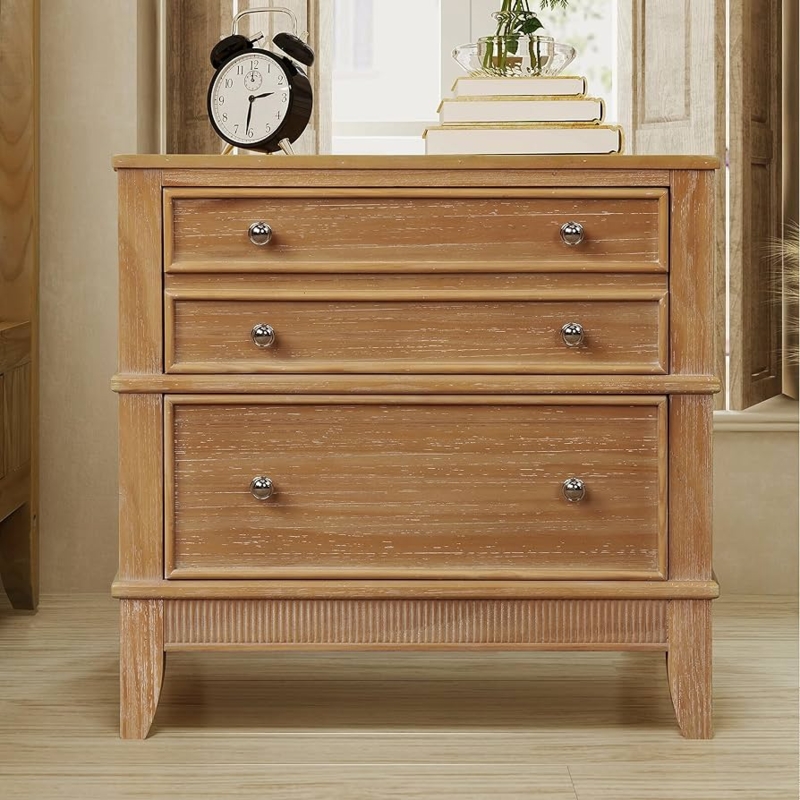 Nightstand Light Wood Visible Grain Tapered Legs Natural End Table