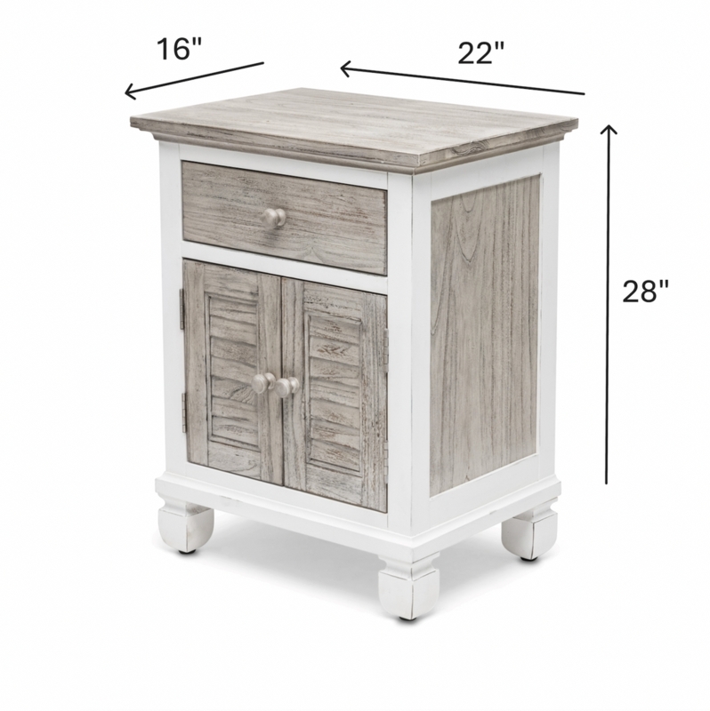 Nightstand Louvered Doors Wood Grain Texture Shutter Front Storage