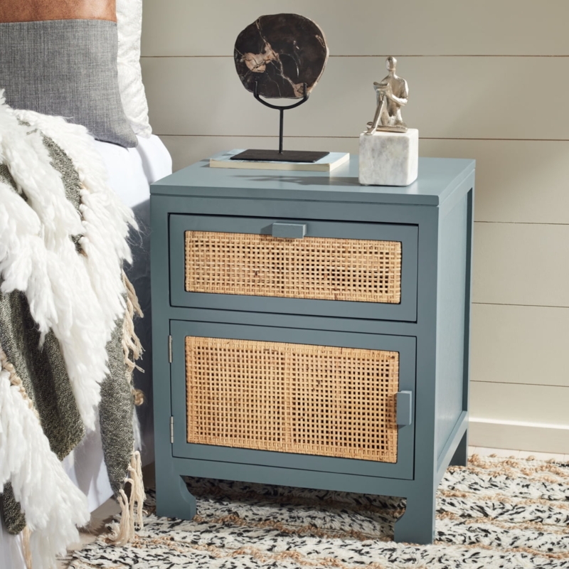 Nightstand Louvered Panels Two Tone Chassis Coastal Bedroom Storage