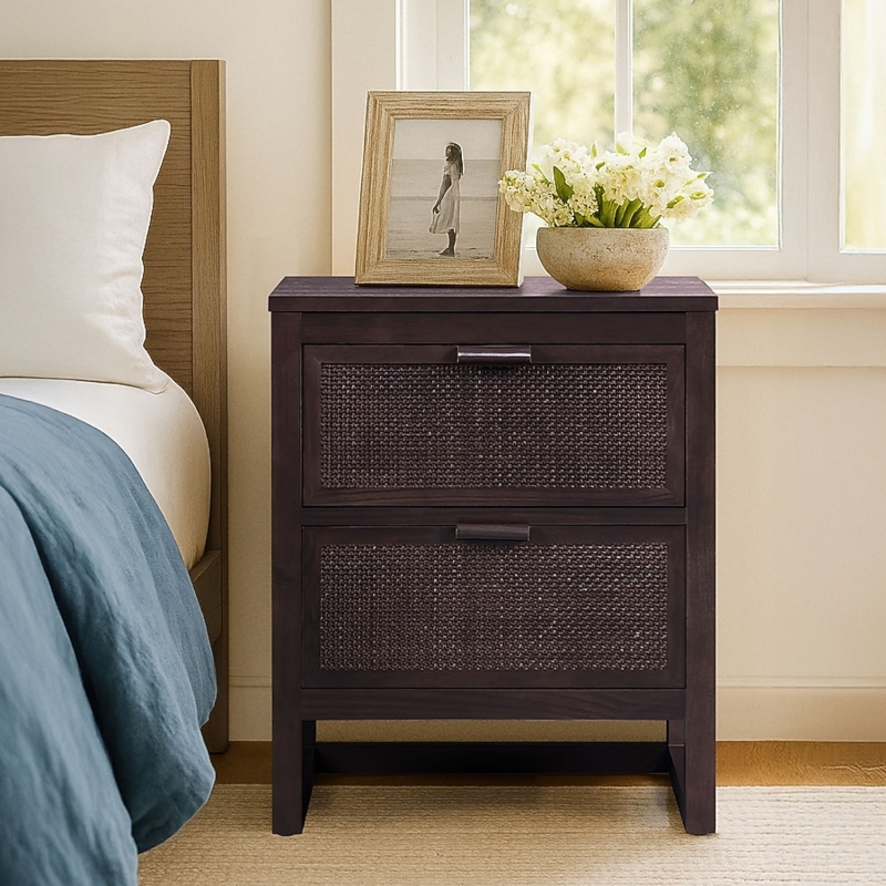 Nightstand Mid Century Modern Splayed Legs Integrated Pulls