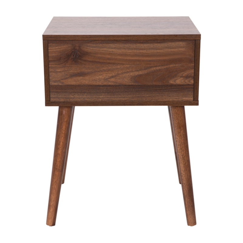 Nightstand Mid-Century Modern Tapered Legs with Open Cubby Shelf