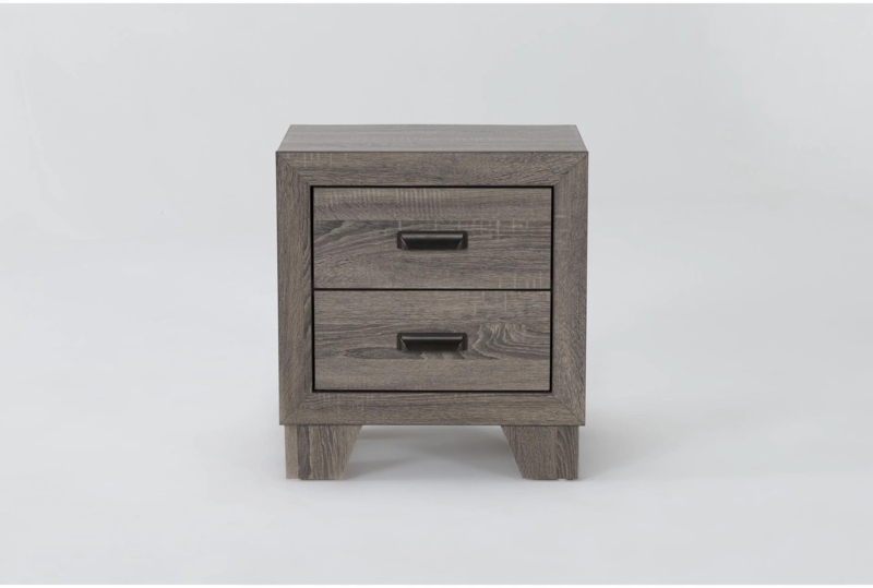 Nightstand Mid-Century Splayed Legs Gold Knobs Tapered Design