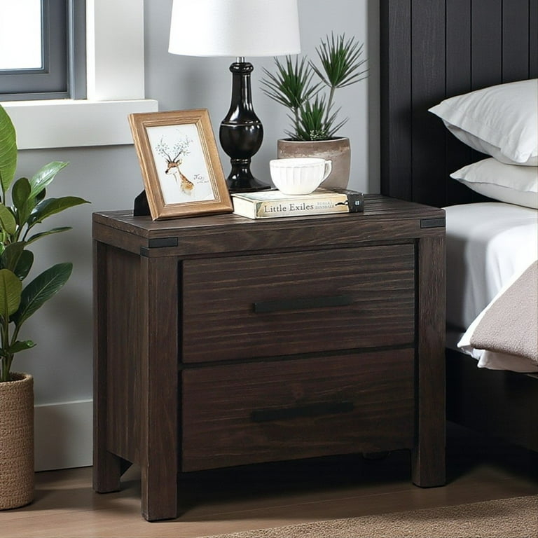 Nightstand Minimalist 2-Drawer Rectangular Silhouette Bar Pulls Chest