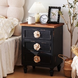 Nightstand, Minimalist Matte Black With Recessed Drawer Pulls