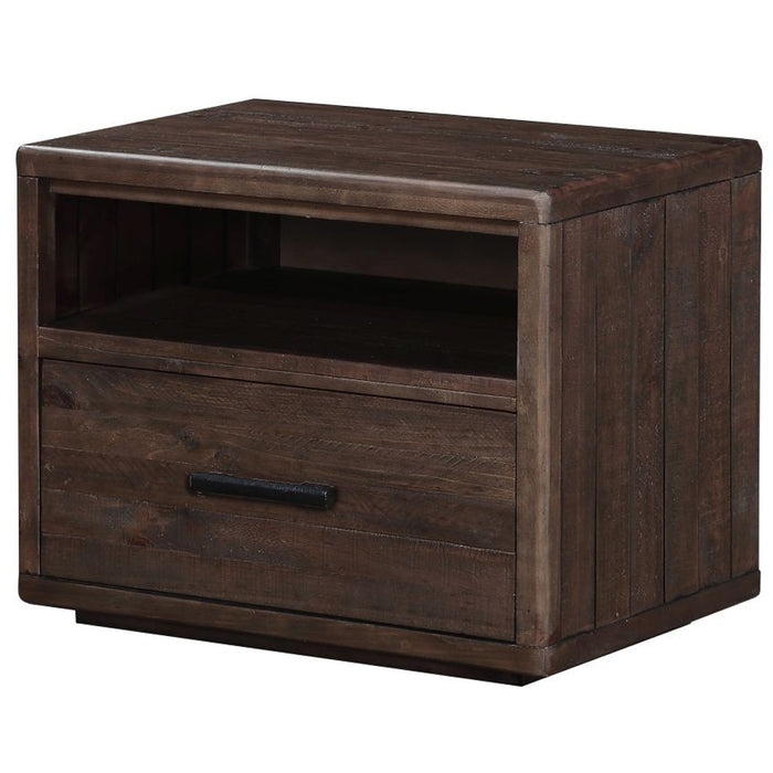 Nightstand Mission Style 1-Drawer Overhanging Top Open Shelf Table