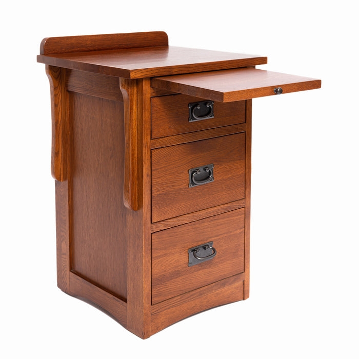 Nightstand, Mission Style Warm Wood With Slatted Sides