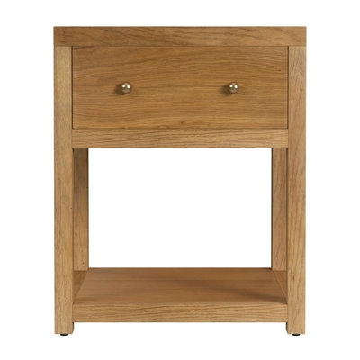Nightstand, Narrow Silhouette Open Shelf Light Wood Transitional Bedside