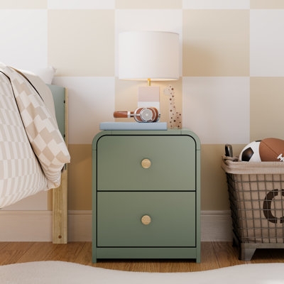 Nightstand, Off White Finish Two Drawers Kids Bedside Table