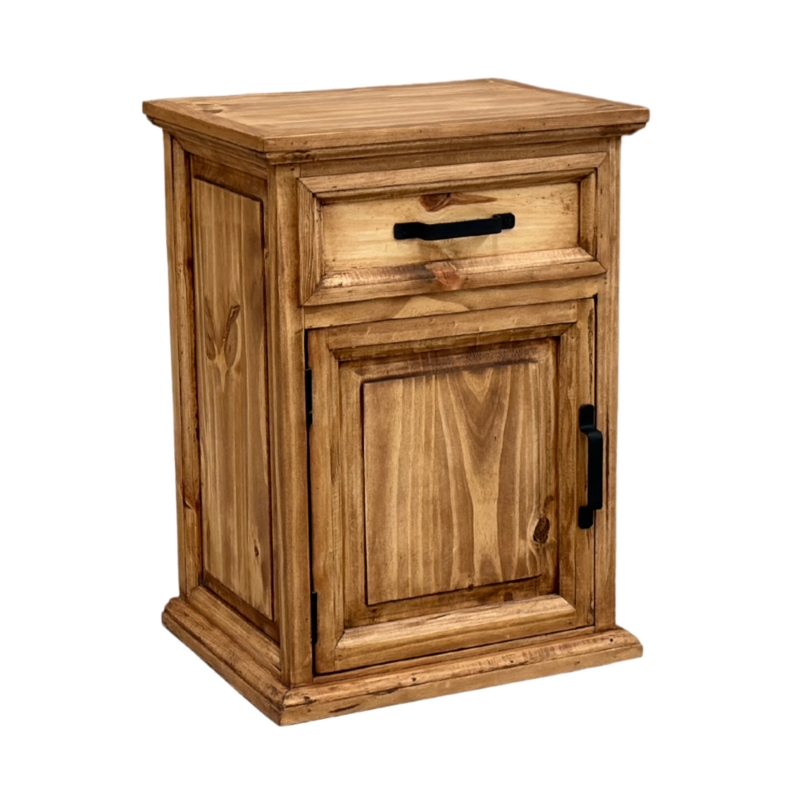 Nightstand Rustic Wood Bedroom Storage Three-Tier Southwestern Style