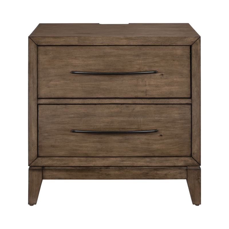 Nightstand Set Medium Brown Shaker Style Three Drawers Wood