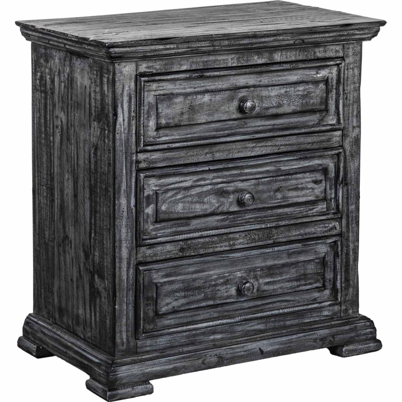 Nightstand Splayed Tapered Legs Two Drawers Metal Knobs Transitional