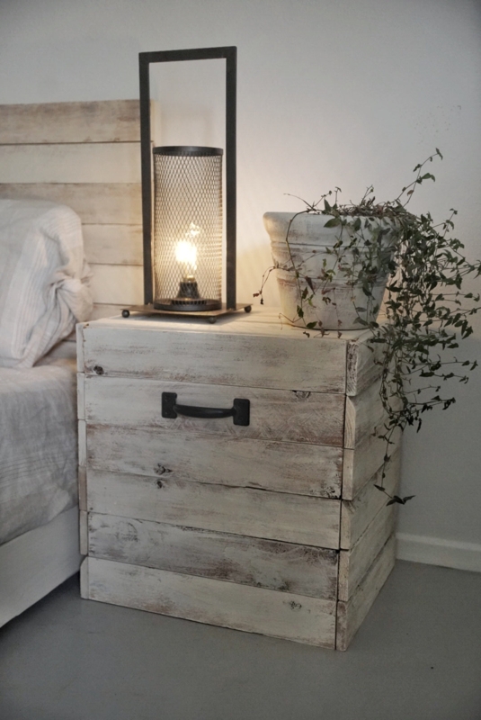 Nightstand Stone Top Look Woven Drawer Fronts Natural Wood Bedside