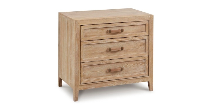 Nightstand Traditional Three Drawer with Bracket Feet Warm Brown Finish