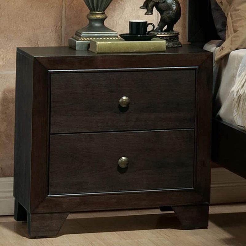 Nightstand Two Drawer Satin Finish Transitional Storage Chest