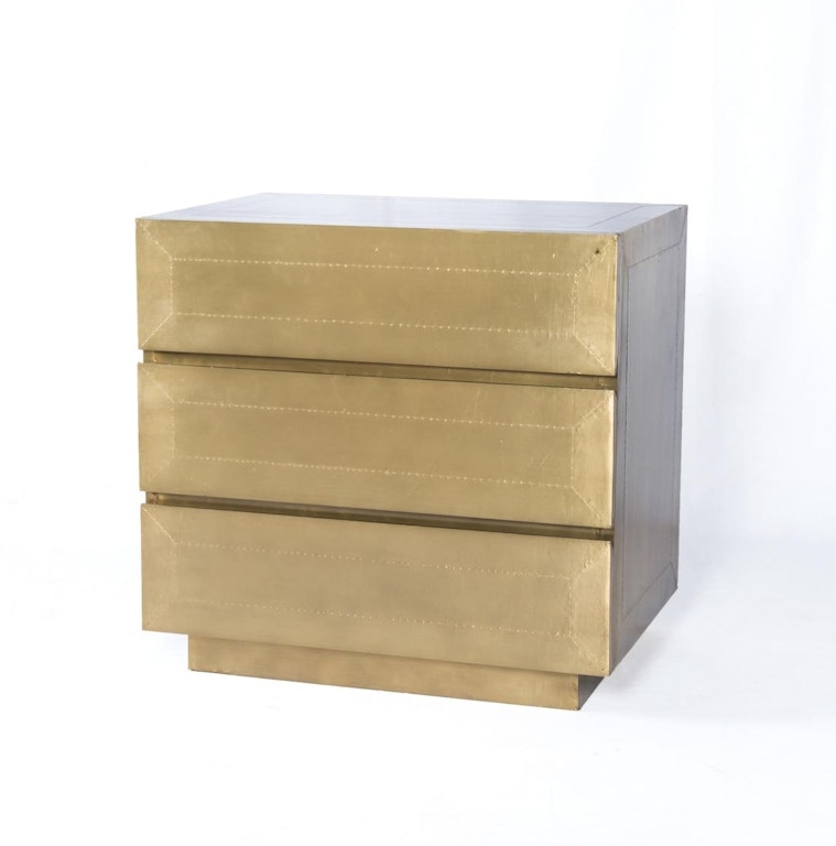 Nightstand Two Drawers Stippled Charcoal Aged Brass X Base