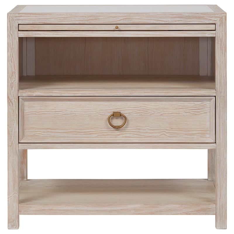 Nightstand Two Tone Finish Woven Texture Textured Drawer Front