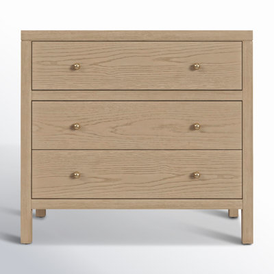 Nightstand White Three Drawers Gold Ring Pulls Tall Silhouette