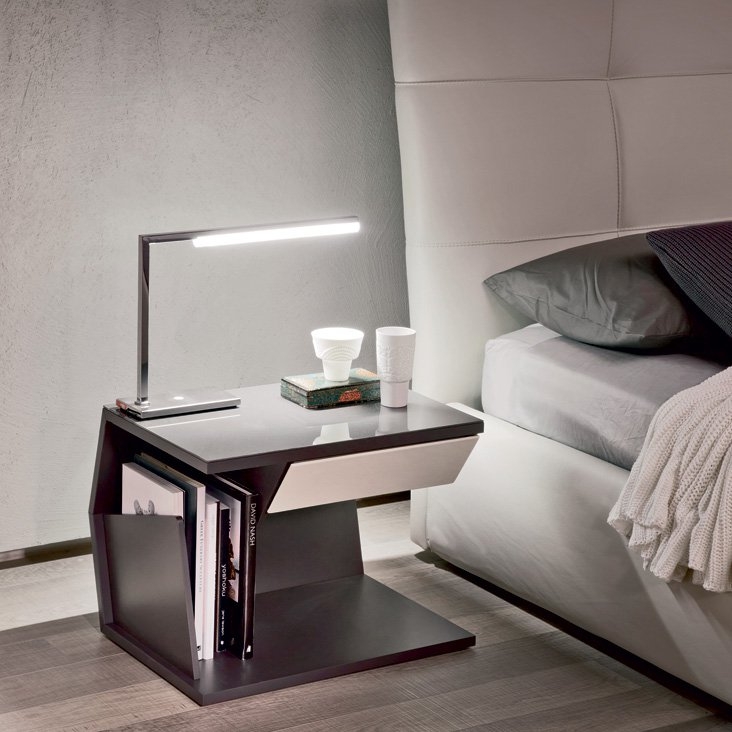 Nightstand White Upholstered Body Glass Top Gold Pedestal Base