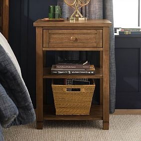 Nightstand with Beadboard Paneling, Cabinet Door, and White Finish