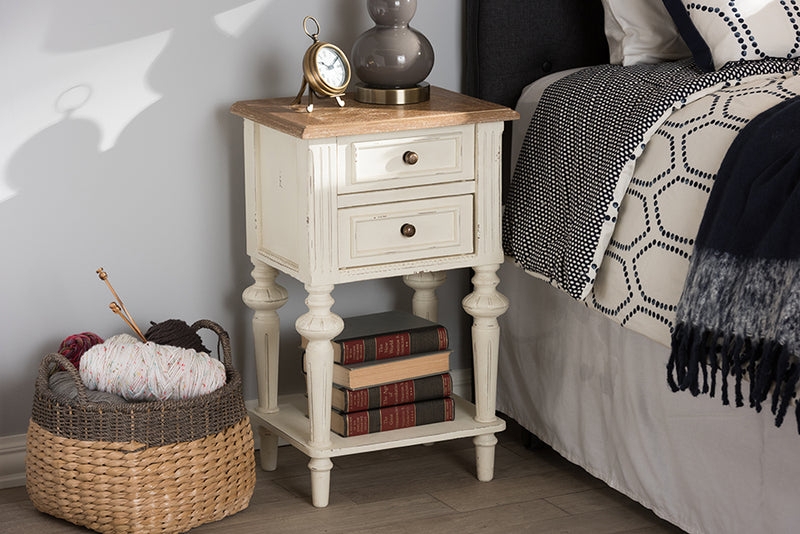 Nightstand with Cabriole Legs Two-Tone Open Lower Shelf Storage