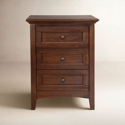 Nightstand with Distressed Wood Finish, Three Drawers, and Bracket Feet