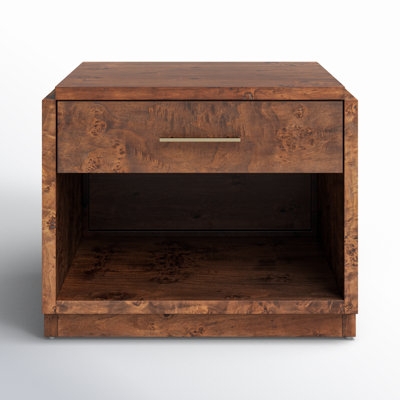 Nightstand with Horizontal Pull, Semi Gloss Dark Brown Finish