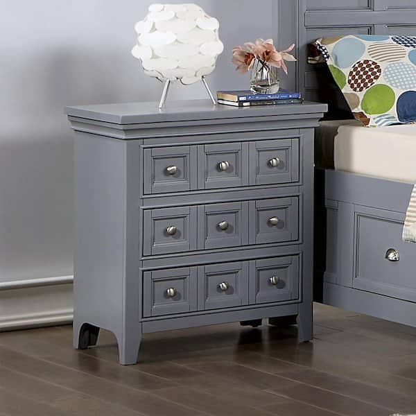 Nightstand with Integrated USB Ports Weathered Farmhouse Storage