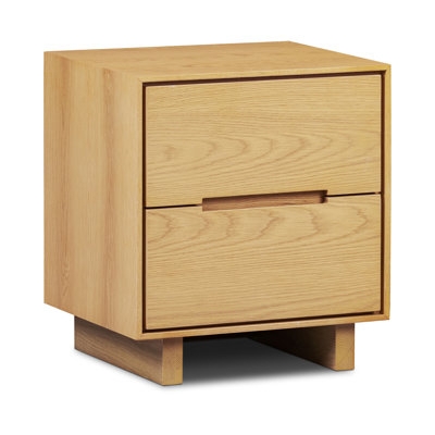 Nightstand with Narrow Profile, Splayed Legs, and Oak-Tone Finish