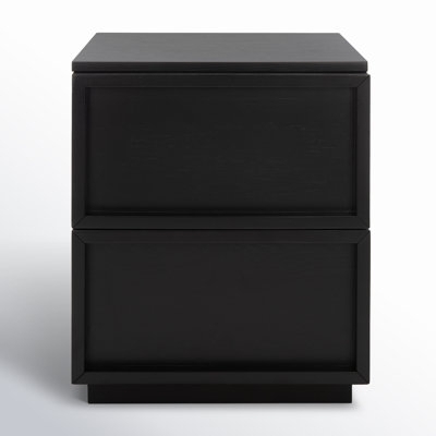 Nightstand with Narrow Profile, Splayed Tapered Legs, Two Drawers