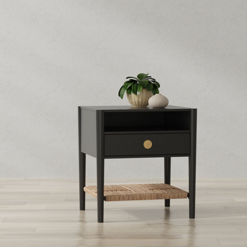 Nightstand with Recessed Pulls, Minimalist Two-Drawer Table
