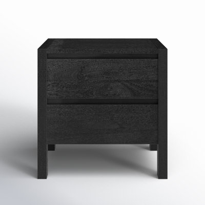 Nightstand with Rectangular Pulls, White Finish, Wood Legs