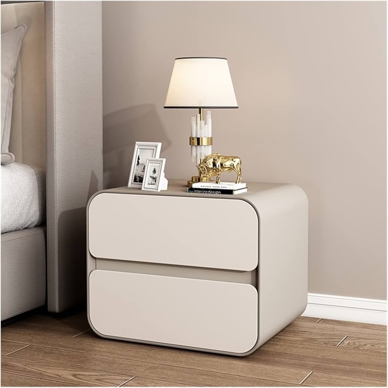 Nightstand with Rounded Corners & Gold Legs, Contemporary