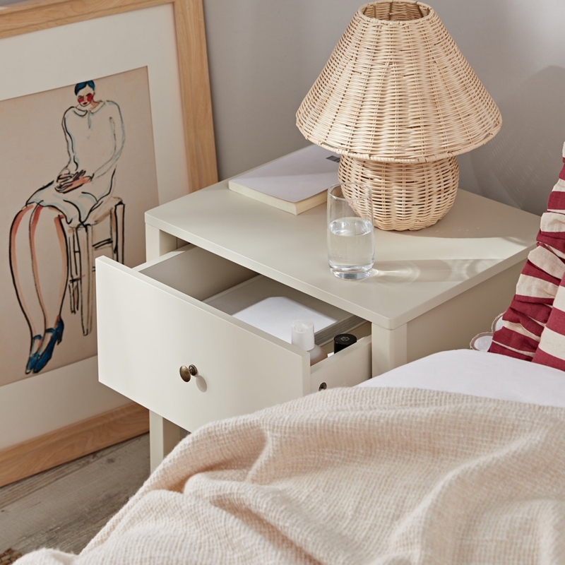 Nightstand with Scalloped Edge and Light Sand Finish