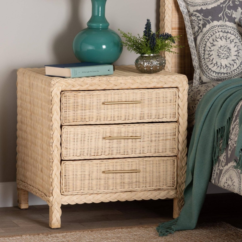 Nightstand with Slim Black Legs Handleless Japandi Bedside Storage