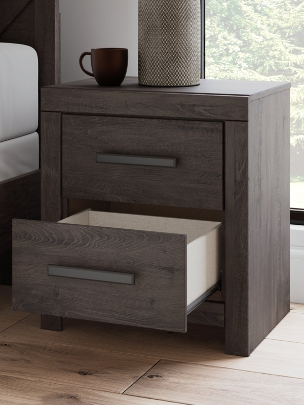 Nightstand with Textured Drawer Front, Plinth Base