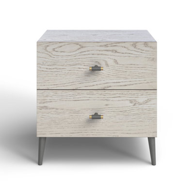 Nightstand with Woven Cane Fronts, Round Knobs, Light Wood